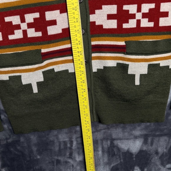 Pendleton Womens Cardigan Green Aztec Merino Wool V-Neck Size Small Western - Picture 6 of 10